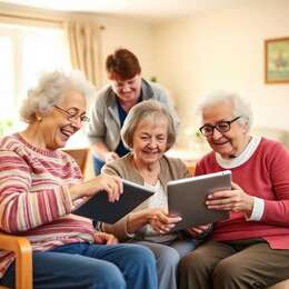 Residents participating in a digital skills workshop