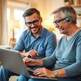 IT support session with a client at home